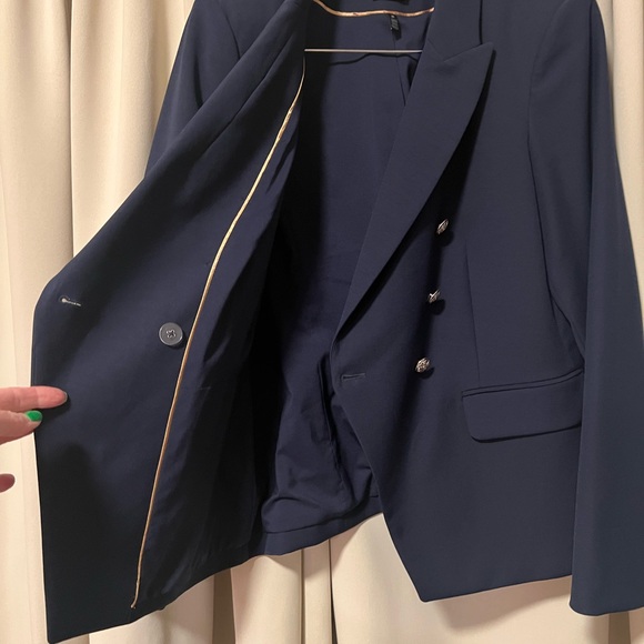 White House Black Market Navy Double-Breasted Blazer and Pants - Picture 4 of 7